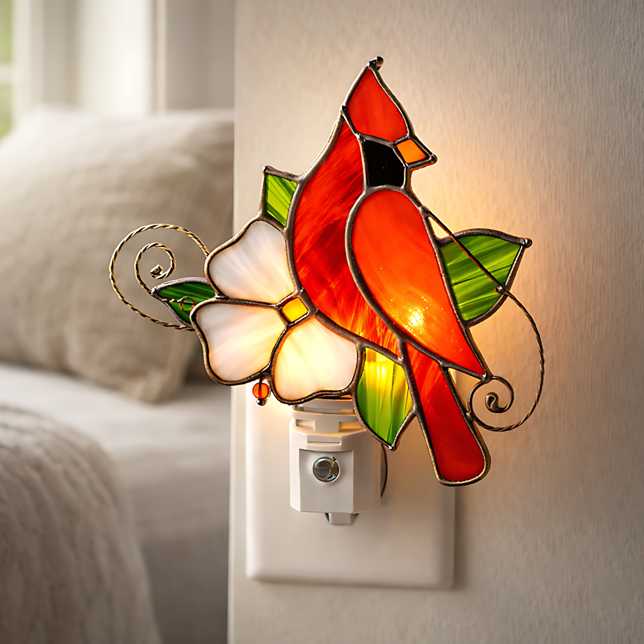 ❤️Handcrafted Cardinal Night Light – A Gentle Glow of Love & Remembrance✨(𝐋𝐮𝐜𝐚𝐬 𝐇𝐚𝐥𝐞 𝐇𝐚𝐧𝐝𝐦𝐚𝐝𝐞®)