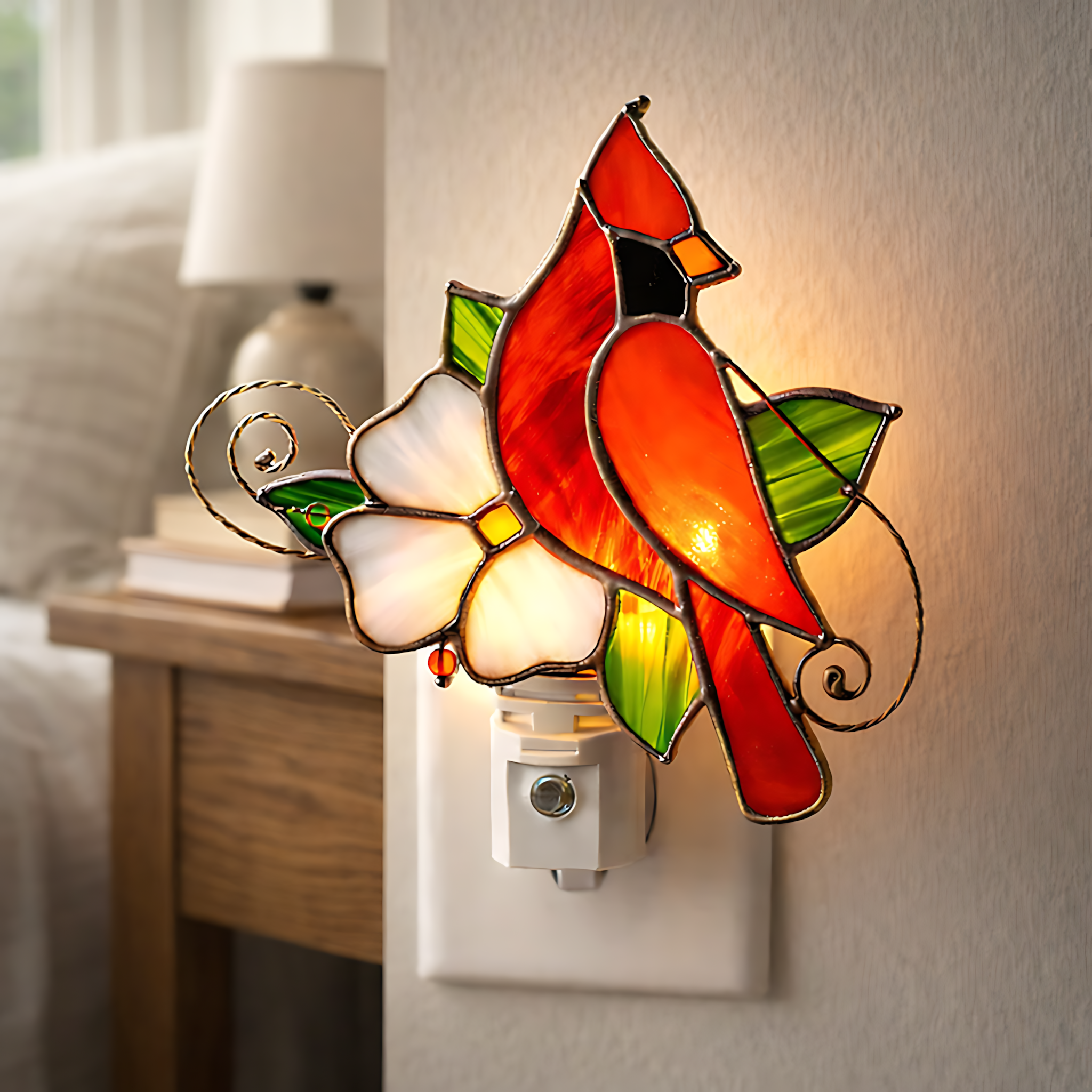 ❤️Handcrafted Cardinal Night Light – A Gentle Glow of Love & Remembrance✨(𝐋𝐮𝐜𝐚𝐬 𝐇𝐚𝐥𝐞 𝐇𝐚𝐧𝐝𝐦𝐚𝐝𝐞®)