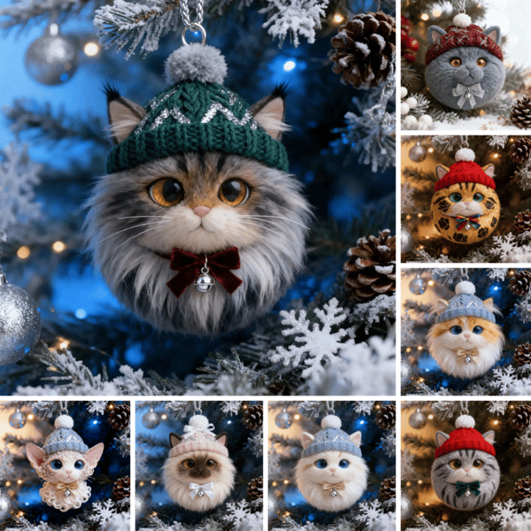 🌲Christmas Gift 50% Off--❄️Cozy Winter Kitty Ornament Collection🐱