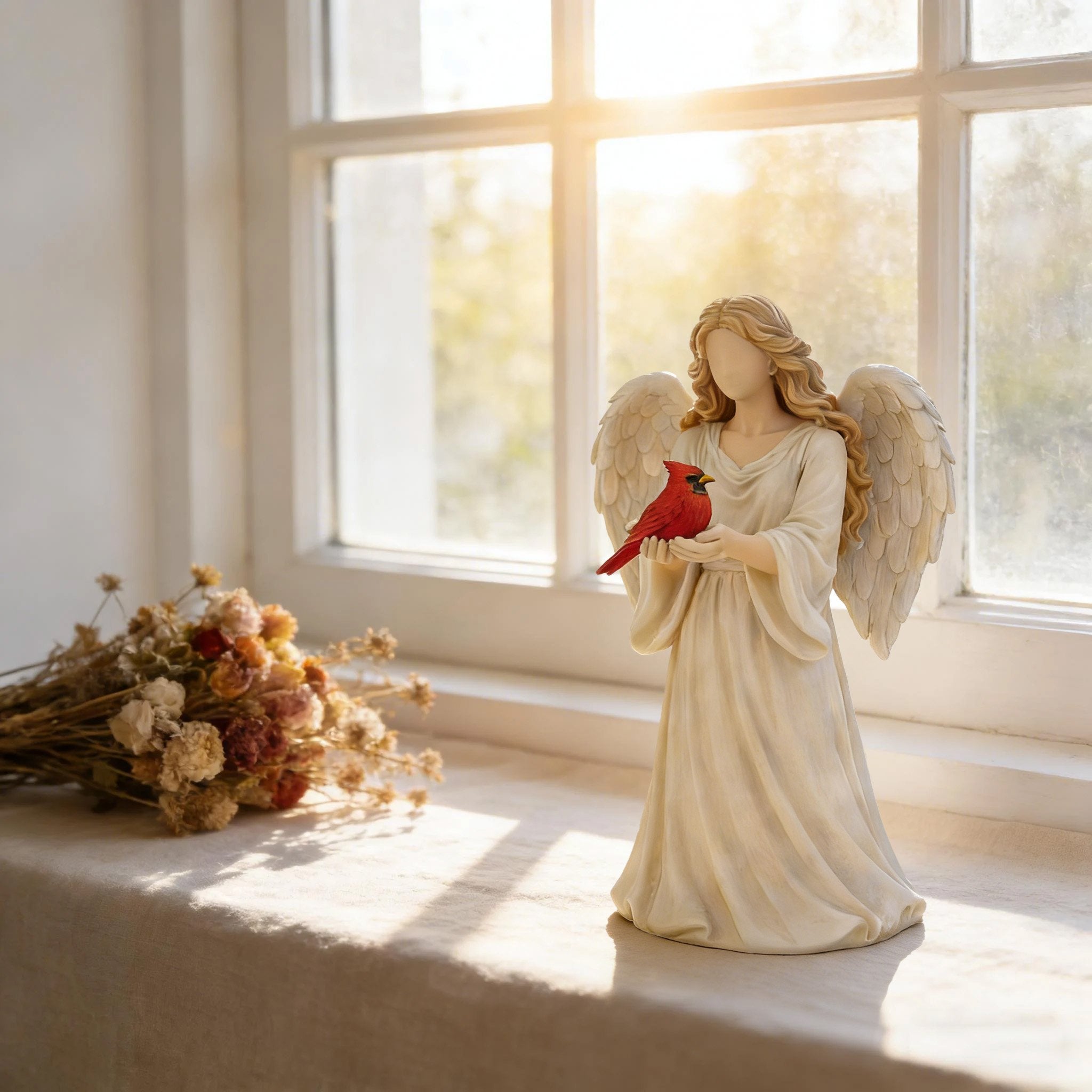 🐦 Handcrafted Cardinal & Angel Memorial Statues – A Symbol of Love, Peace, and Remembrance(𝐋𝐮𝐜𝐚𝐬 𝐇𝐚𝐥𝐞 𝐇𝐚𝐧𝐝𝐦𝐚𝐝𝐞®)
