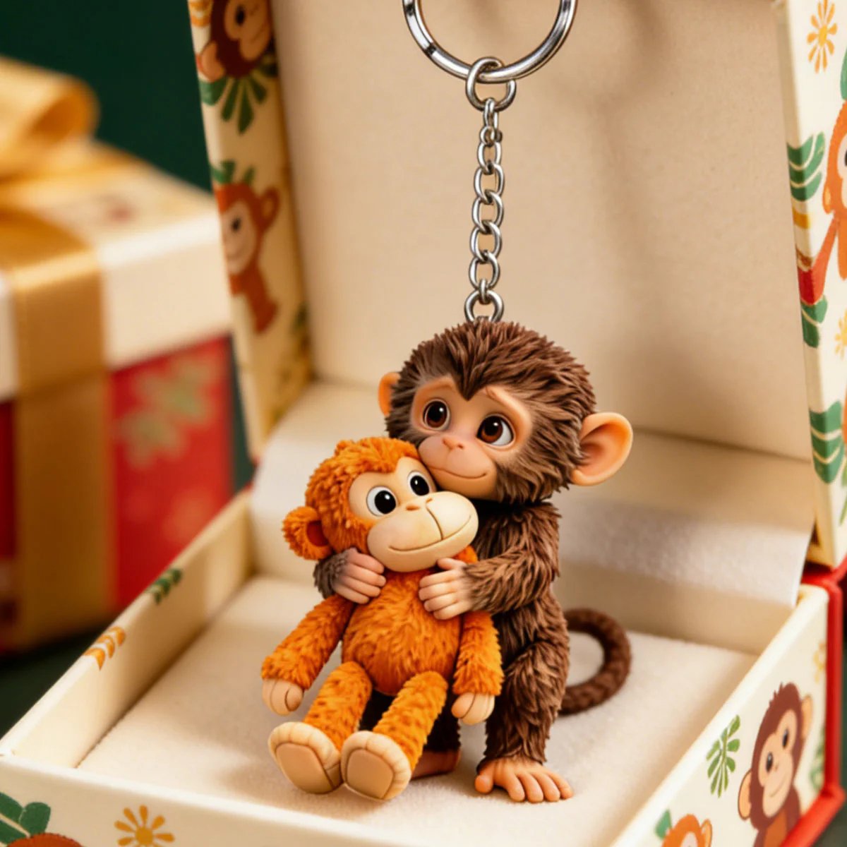 🏆New Year 50% OFF-🐵 3D Viral Punch Monkey Keychain 💕🎁Emotional Gift for Animal Lovers, Family, Friends, Loved Ones