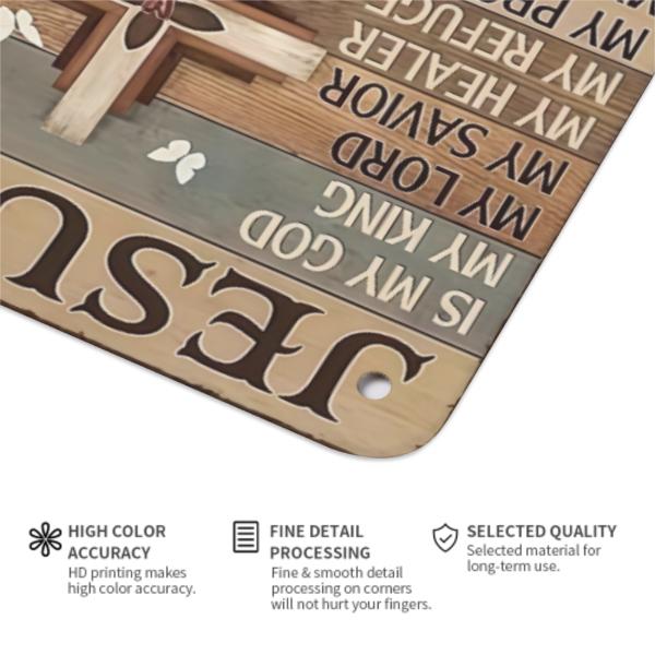 Jesus Is My God King Everything – Vintage Tin Sign  8x12 Inch Religious Metal Wall Art