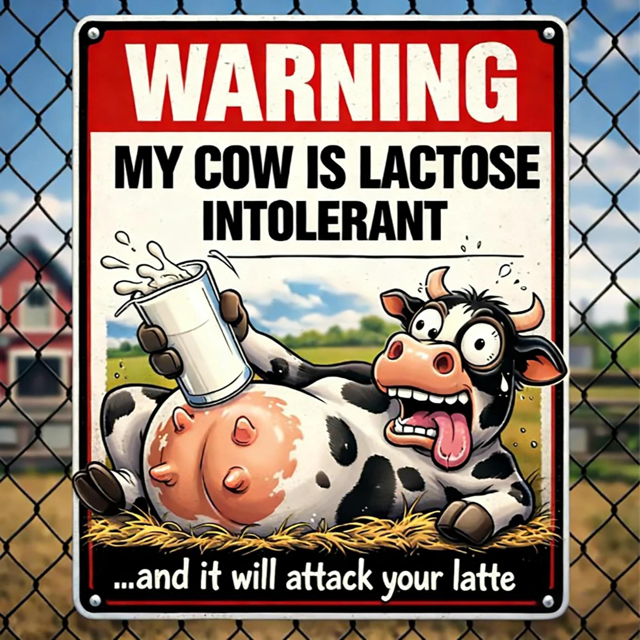 🐄 Farmhouse Humor Metal Sign – Boundaries Never Looked This Good