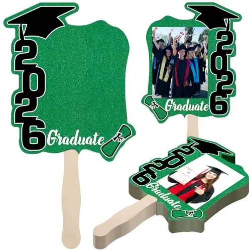 24 Pack Class of 2026 Graduation Fans with Handle | Double Sided DIY Grad Photo Props