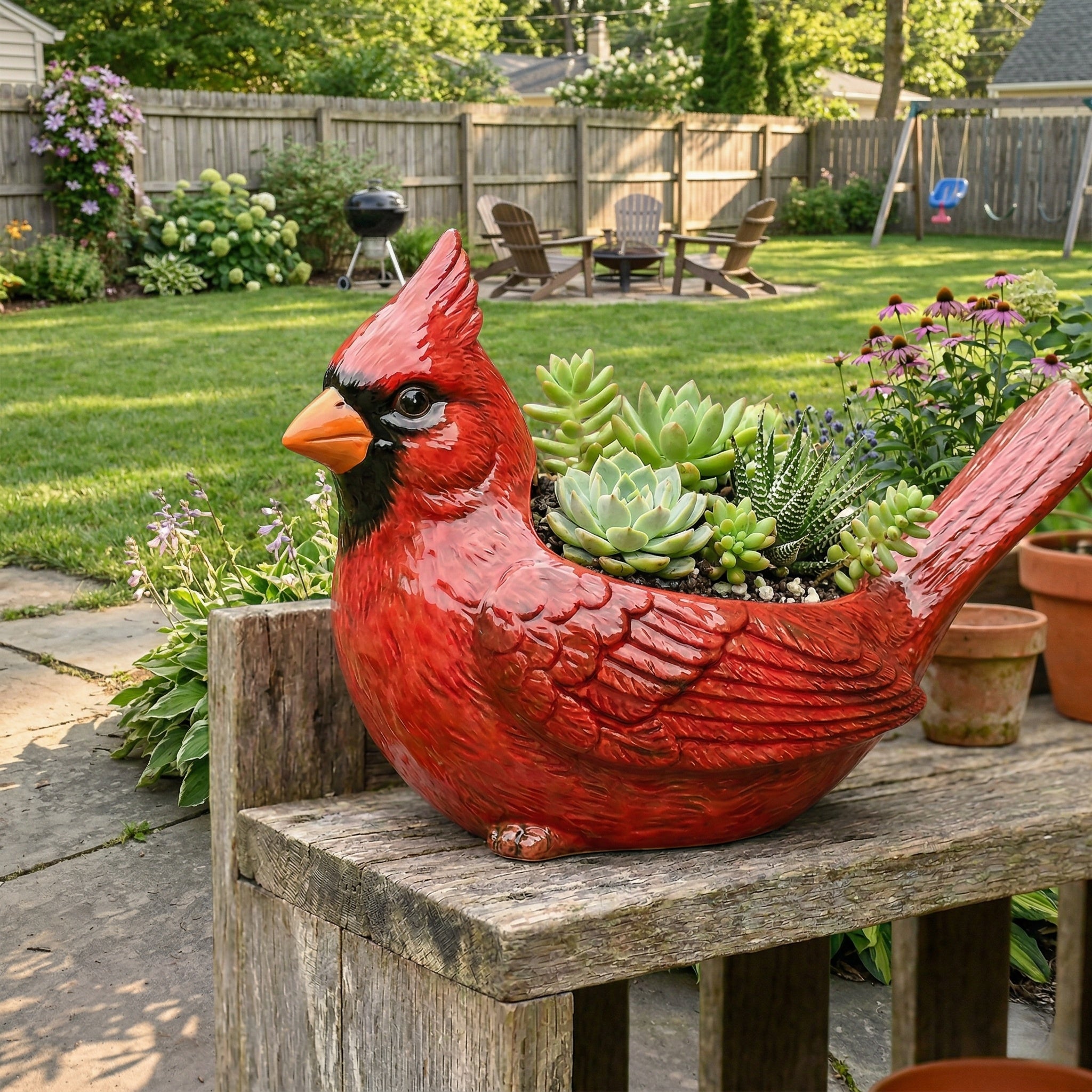 🐦 Cardinal Bird Succulent Planter(𝐋𝐮𝐜𝐚𝐬 𝐇𝐚𝐥𝐞 𝐇𝐚𝐧𝐝𝐦𝐚𝐝𝐞®)