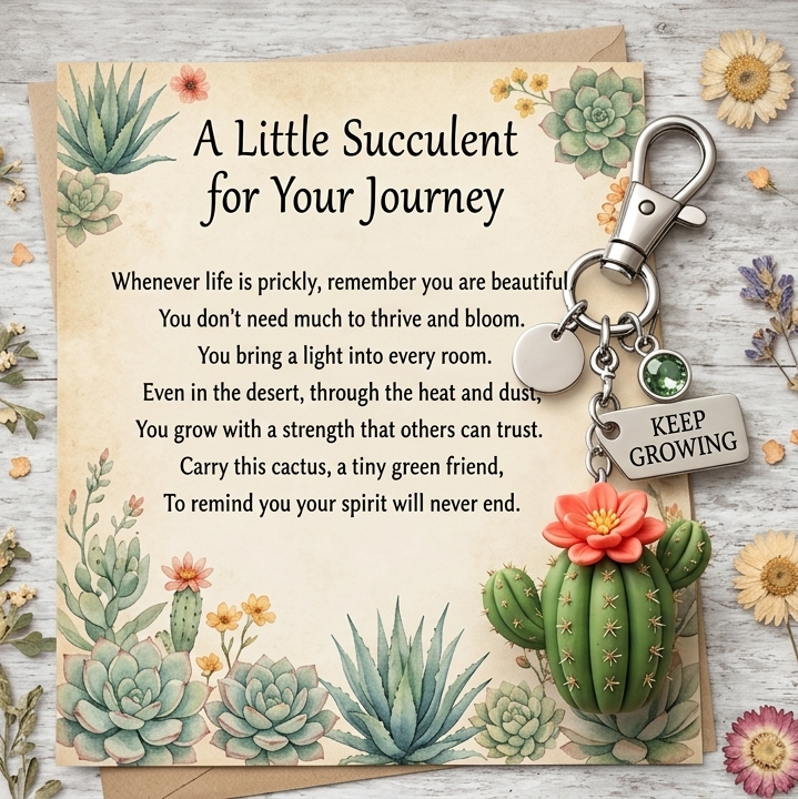 A Little Succulent for Your Journey | Keep Growing Cactus Keychain