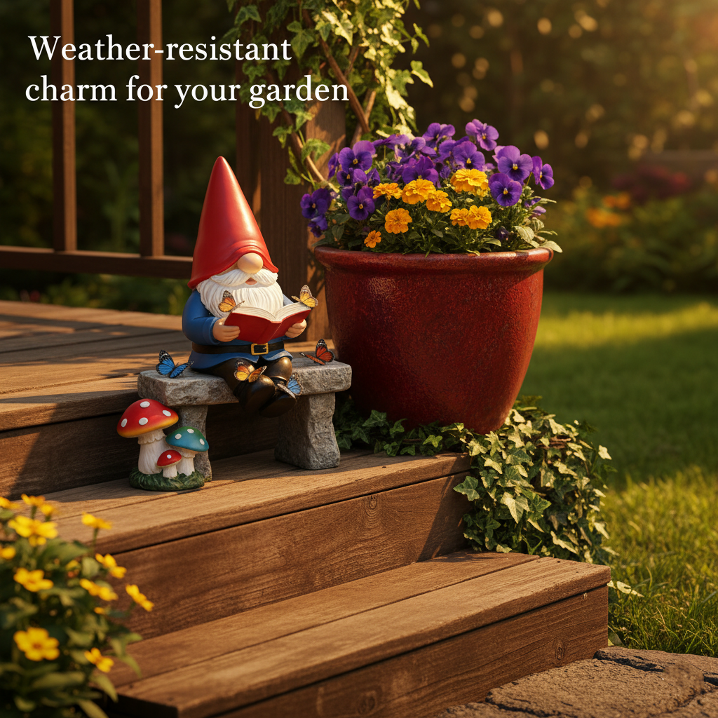 📖✨Whimsical "Reading Time" Gnome Figurine with Butterflies🦋 – Your Perfect Desk & Garden Companion