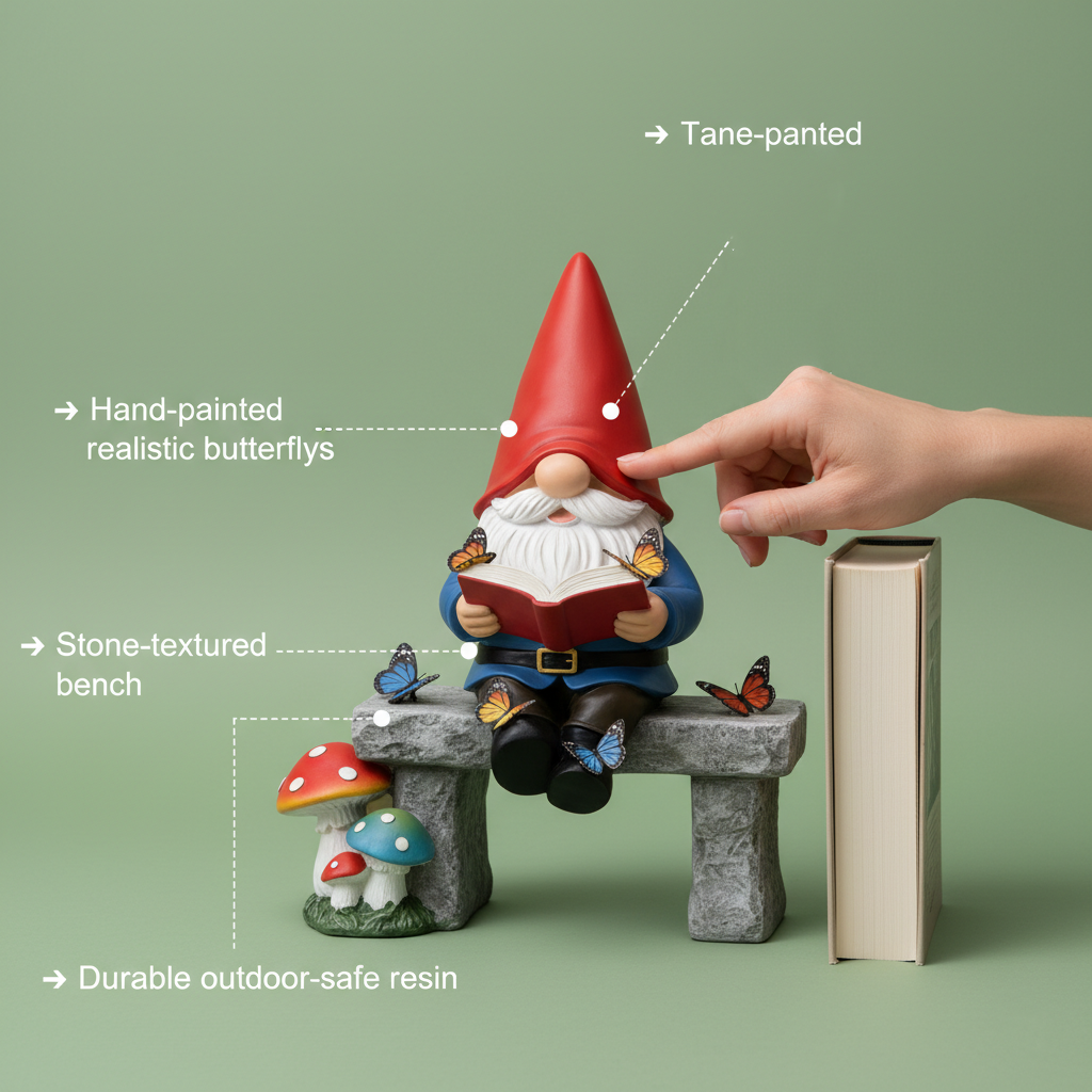 📖✨Whimsical "Reading Time" Gnome Figurine with Butterflies🦋 – Your Perfect Desk & Garden Companion