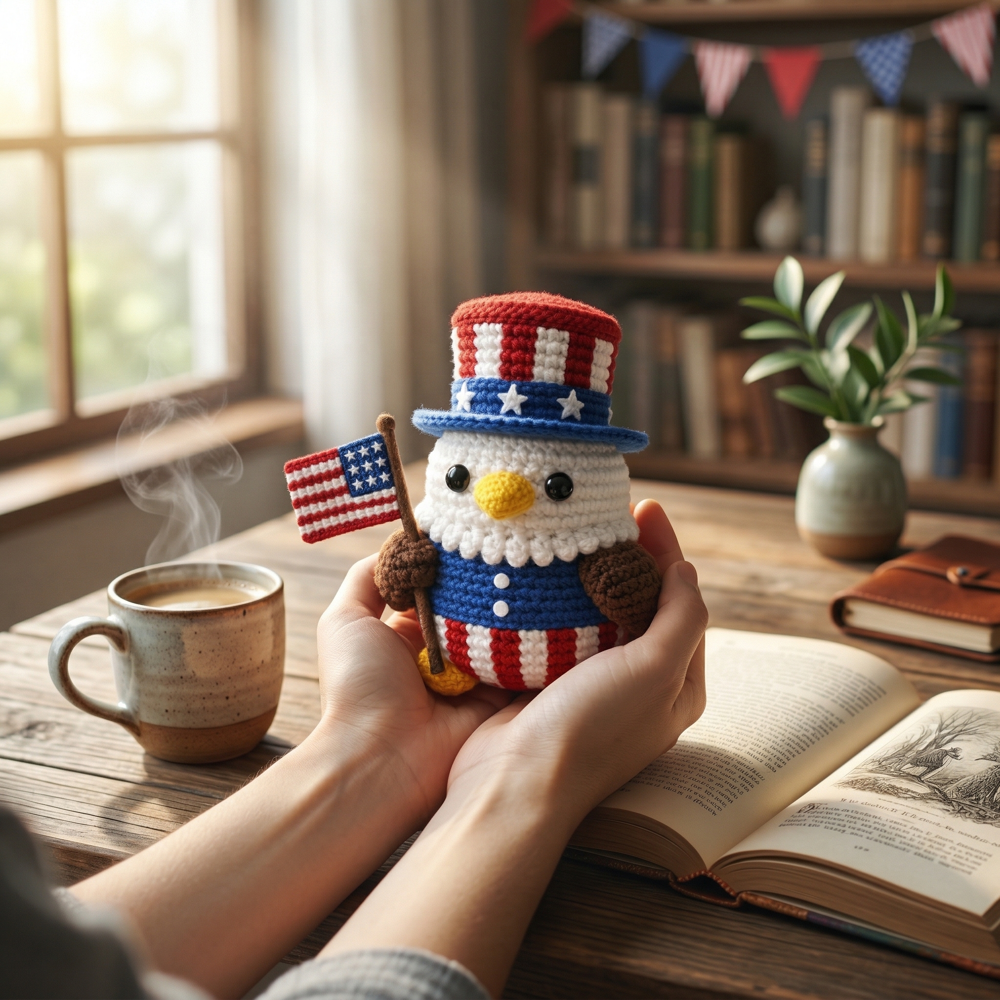 Patriotic Crochet Eagle with USA Flag