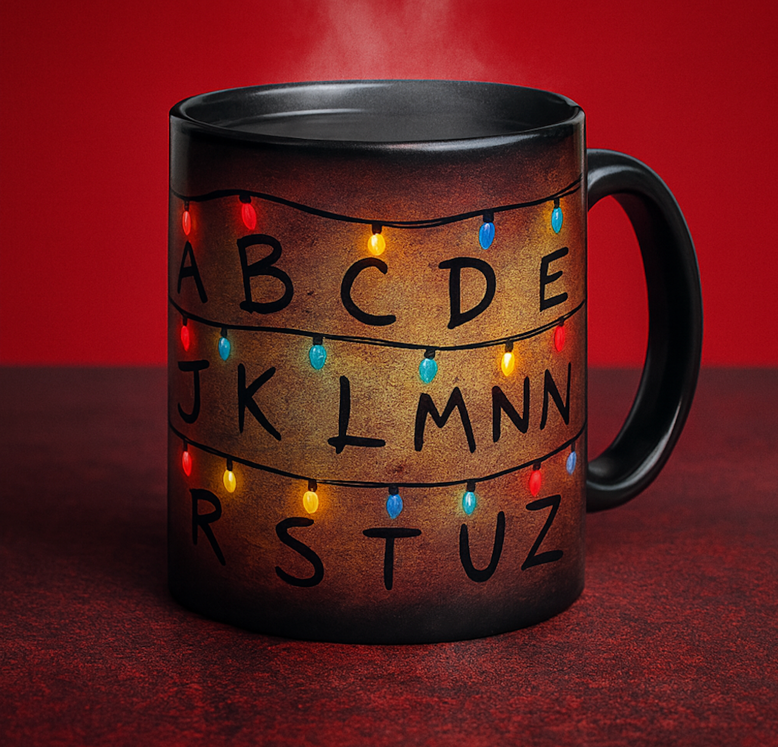 ☕Mindflayer Heat-Reveal Mug – Lights Up When Hot | Magic Alphabet Wall Mug 🔮✨(𝐋𝐮𝐜𝐚𝐬 𝐇𝐚𝐥𝐞 𝐇𝐚𝐧𝐝𝐦𝐚𝐝𝐞®)