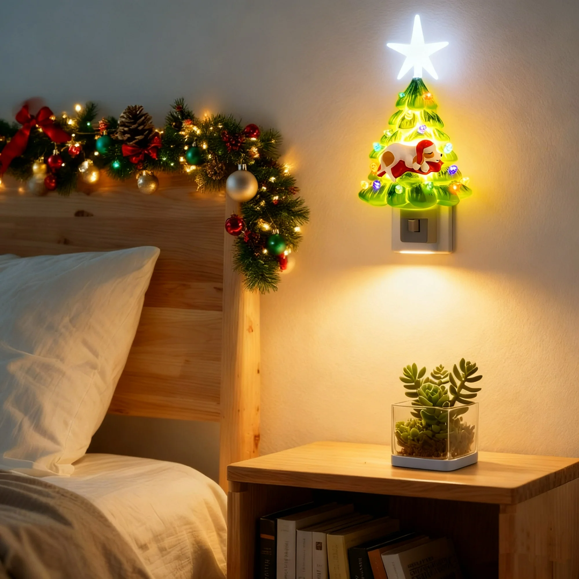 🎄Buy a Light, Give a Meal – Sleeping Dog Christmas Tree Night Light🐾