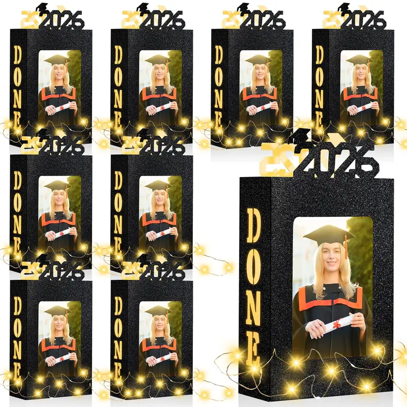 🔥LAST DAY 50% OFF - 4/8Pcs Graduation Centerpieces for Class of 2026 Fit 4x6in Photo | Fillable Picture Box