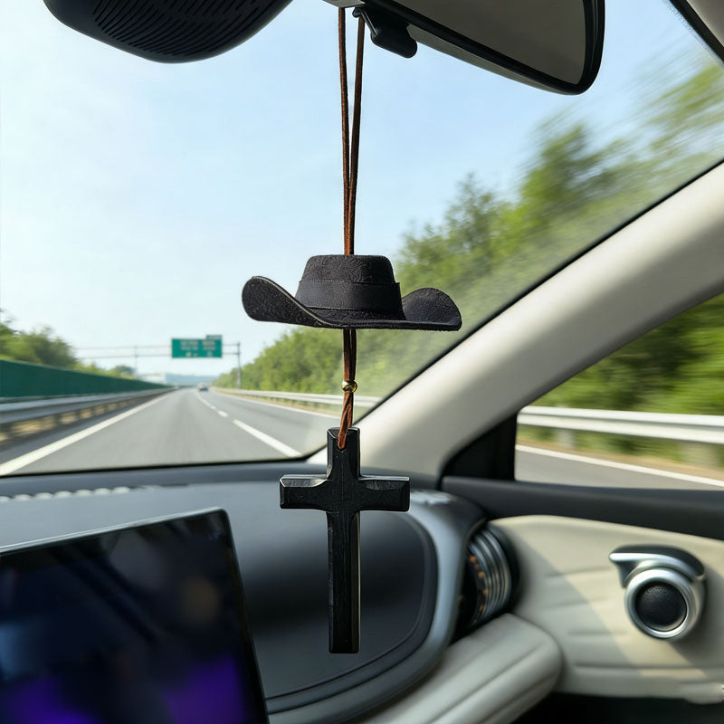 🔥Last Day 50% OFF - 🤠 Cowboy Hat & Cross Car Charm | A Ride with Style & Faith 🚗✨(𝐋𝐮𝐜𝐚𝐬 𝐇𝐚𝐥𝐞 𝐇𝐚𝐧𝐝𝐦𝐚𝐝𝐞®)