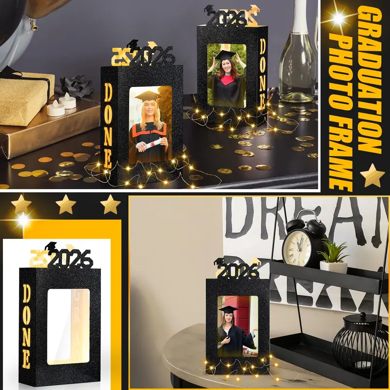🔥LAST DAY 50% OFF - 4/8Pcs Graduation Centerpieces for Class of 2026 Fit 4x6in Photo | Fillable Picture Box