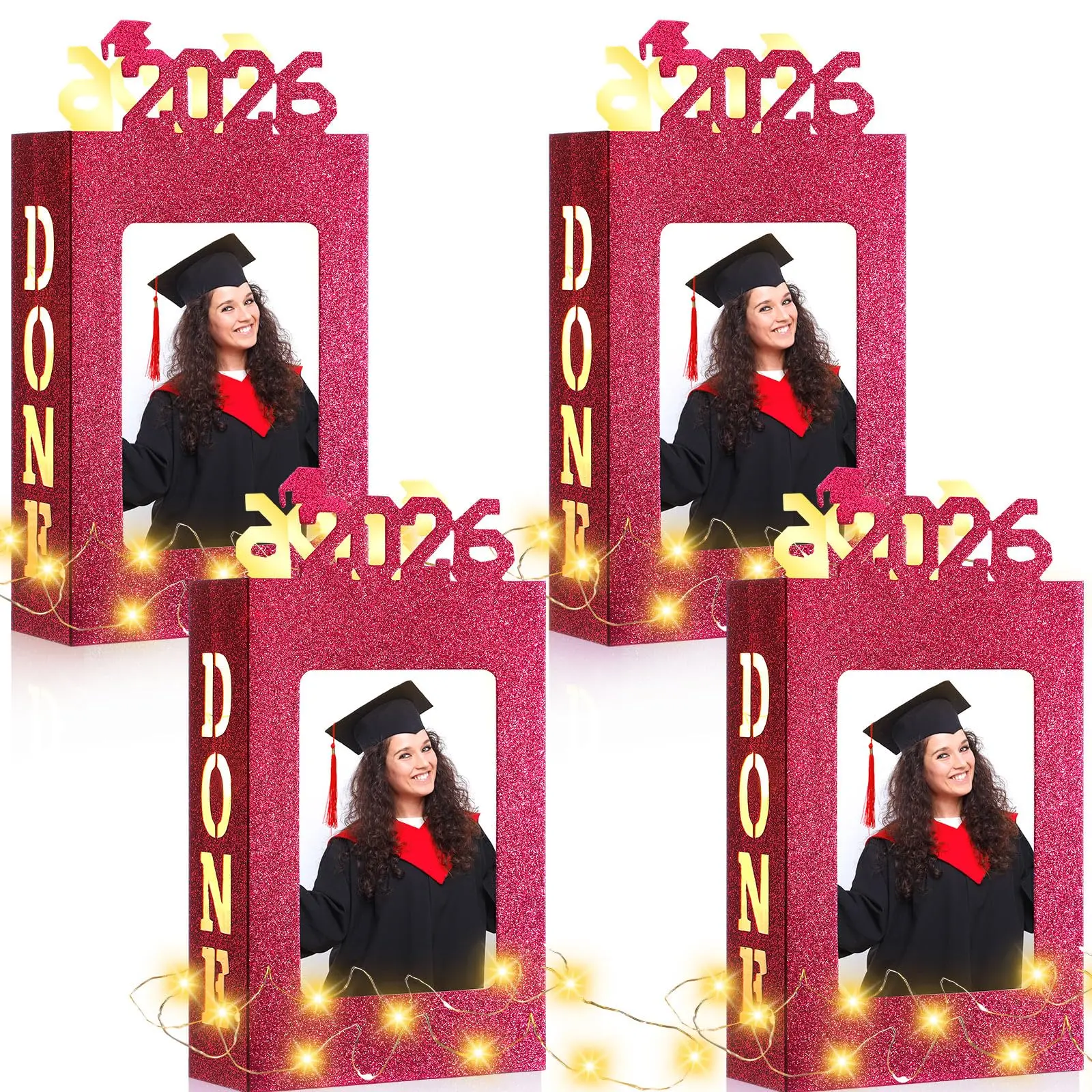 🔥LAST DAY 50% OFF - 4/8Pcs Graduation Centerpieces for Class of 2026 Fit 4x6in Photo | Fillable Picture Box