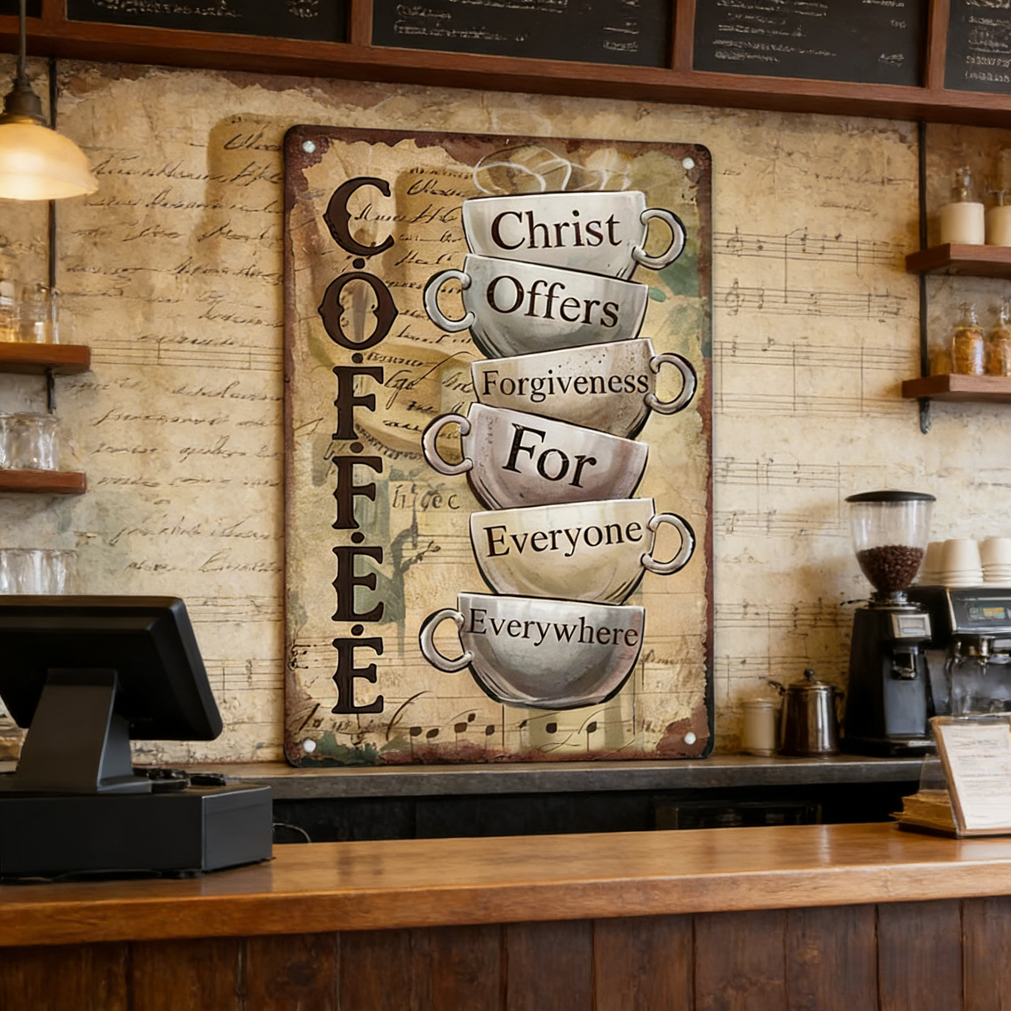 Christ Offers Forgiveness for Everyone 12x8 Metal Sign