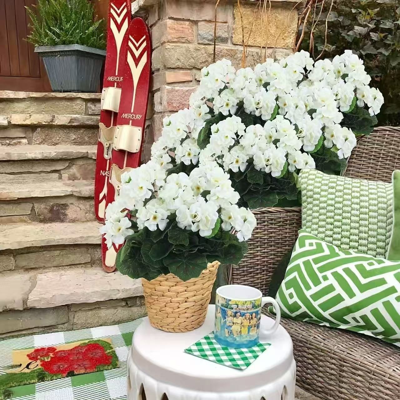 🌸 LAST DAY 50%OFF🌸 Bundles Artificial Geranium Flowers For Outdoors Geranium Flowers Outdoor Artificial Flowers UV Resistant Garden Plants Faux Flowers For Home Kitchen Table Centerpieces