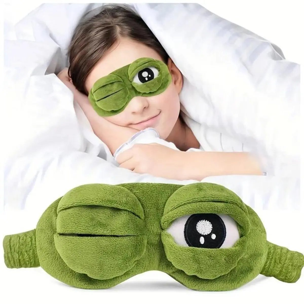 🐸3D Cute Frog Sleep Eye Mask | Soft, Breathable Plush & Cotton for Travel & Stress Relief✈️