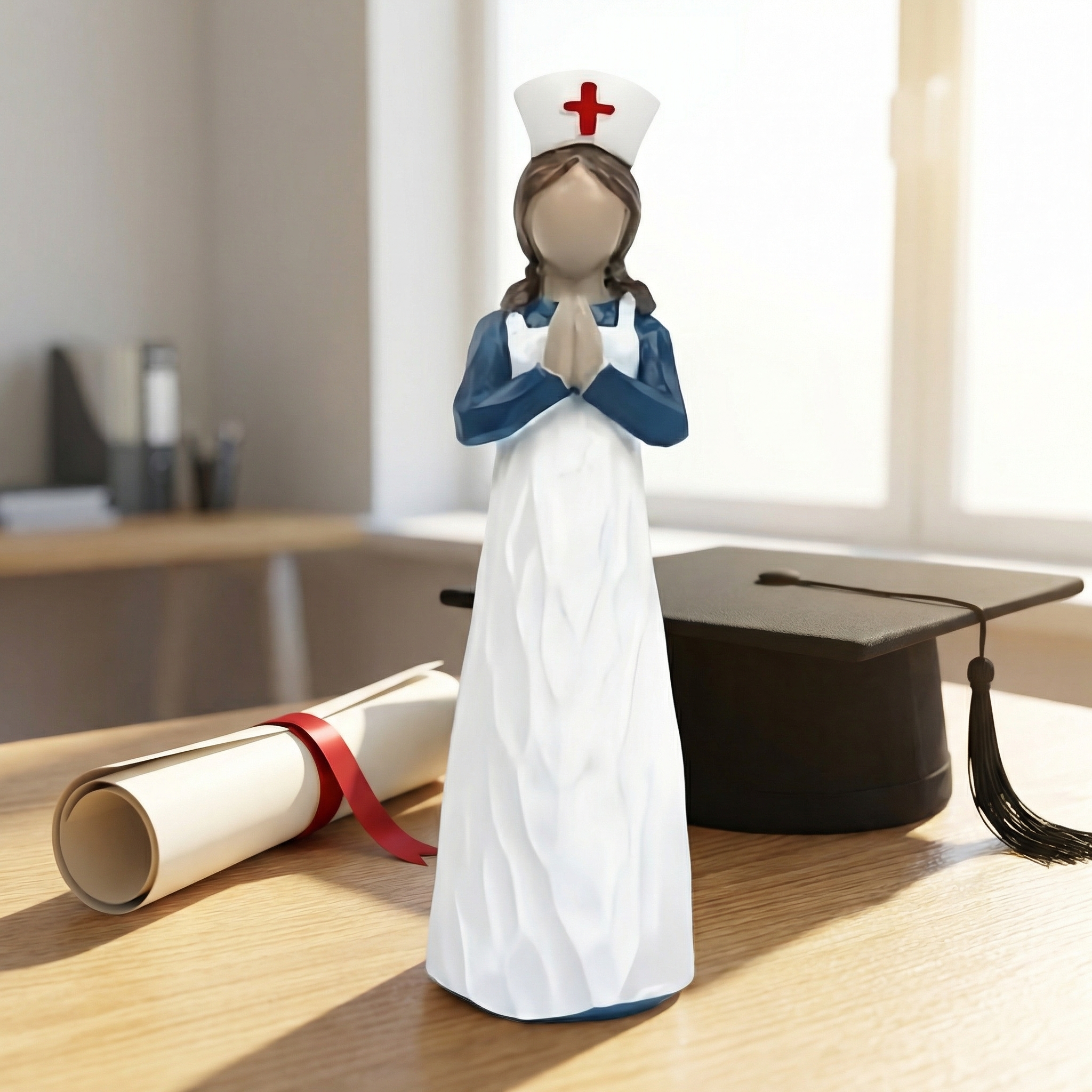 Hand-Painted Resin Angel Nurse Statue – Inspirational Nurse Figurine for Appreciation, Care & Hope(𝐋𝐮𝐜𝐚𝐬 𝐇𝐚𝐥𝐞 𝐇𝐚𝐧𝐝𝐦𝐚𝐝𝐞®)