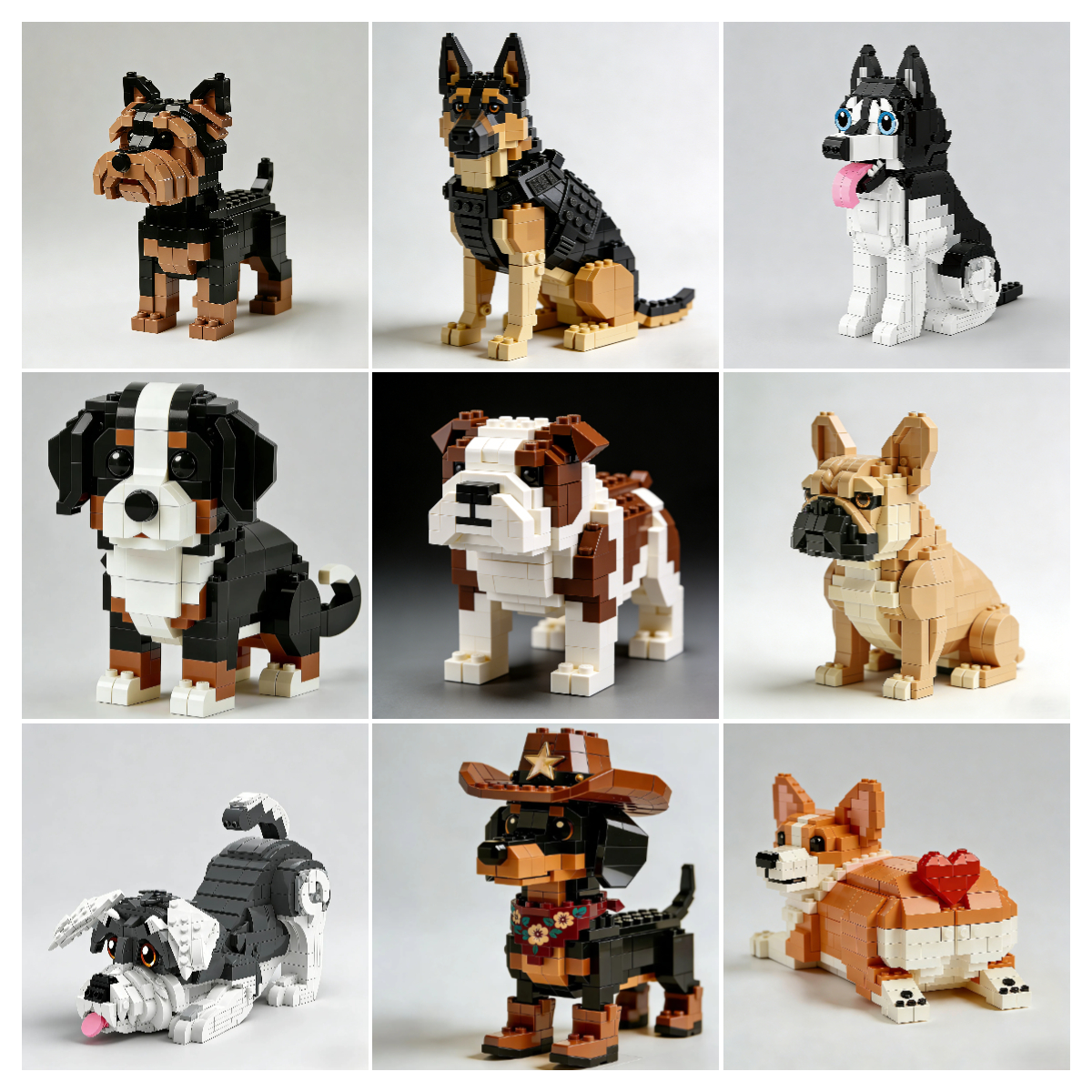 Cute Puppy Brick Set – Premium Dog Series (9 Styles)