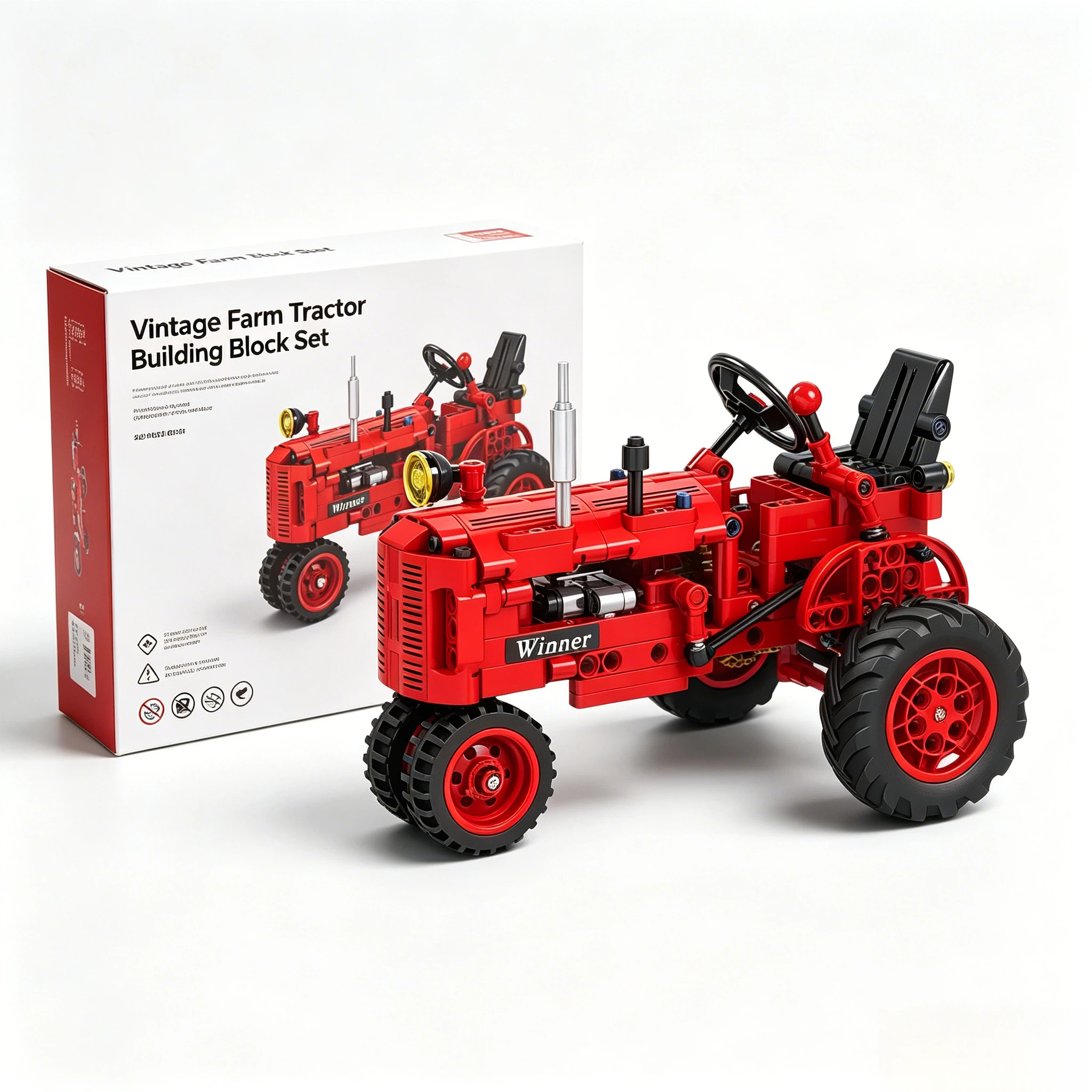 Vintage Farm Tractor Building Block Set – Classic Retro Agricultural Model Kit🚜