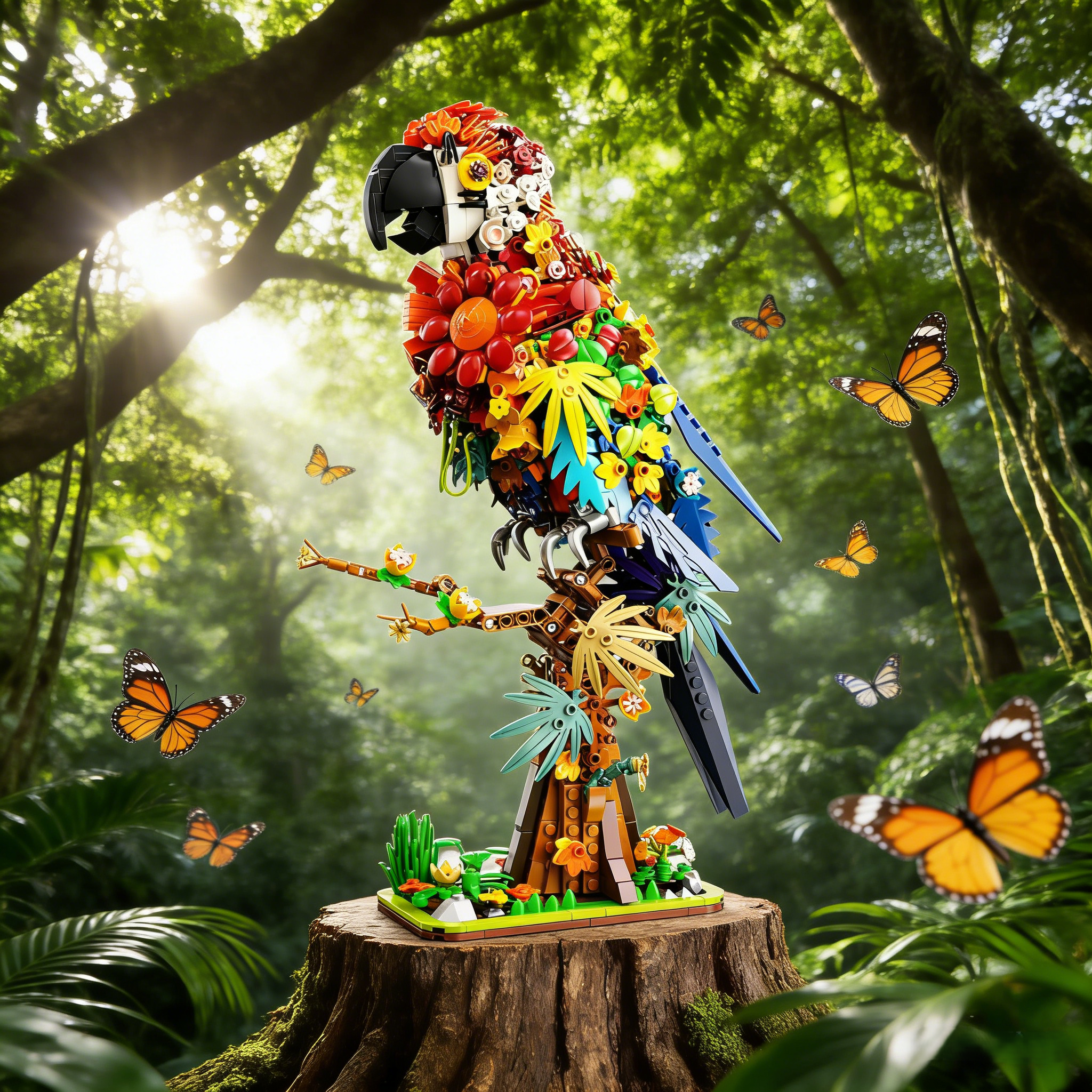 🦜 Tropical Parrot Botanical Building Block set