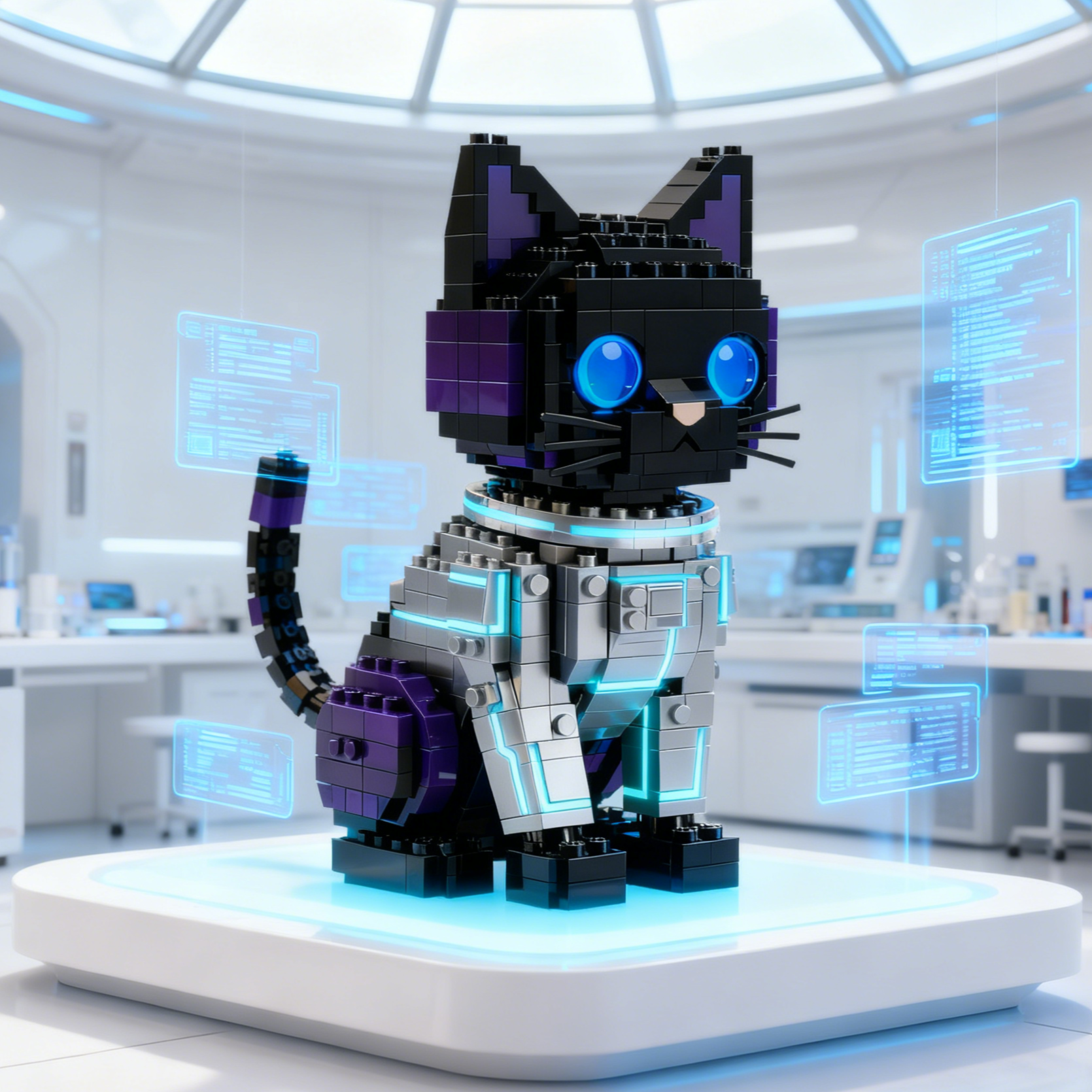 Cyber Space Guardian Cat Building Set