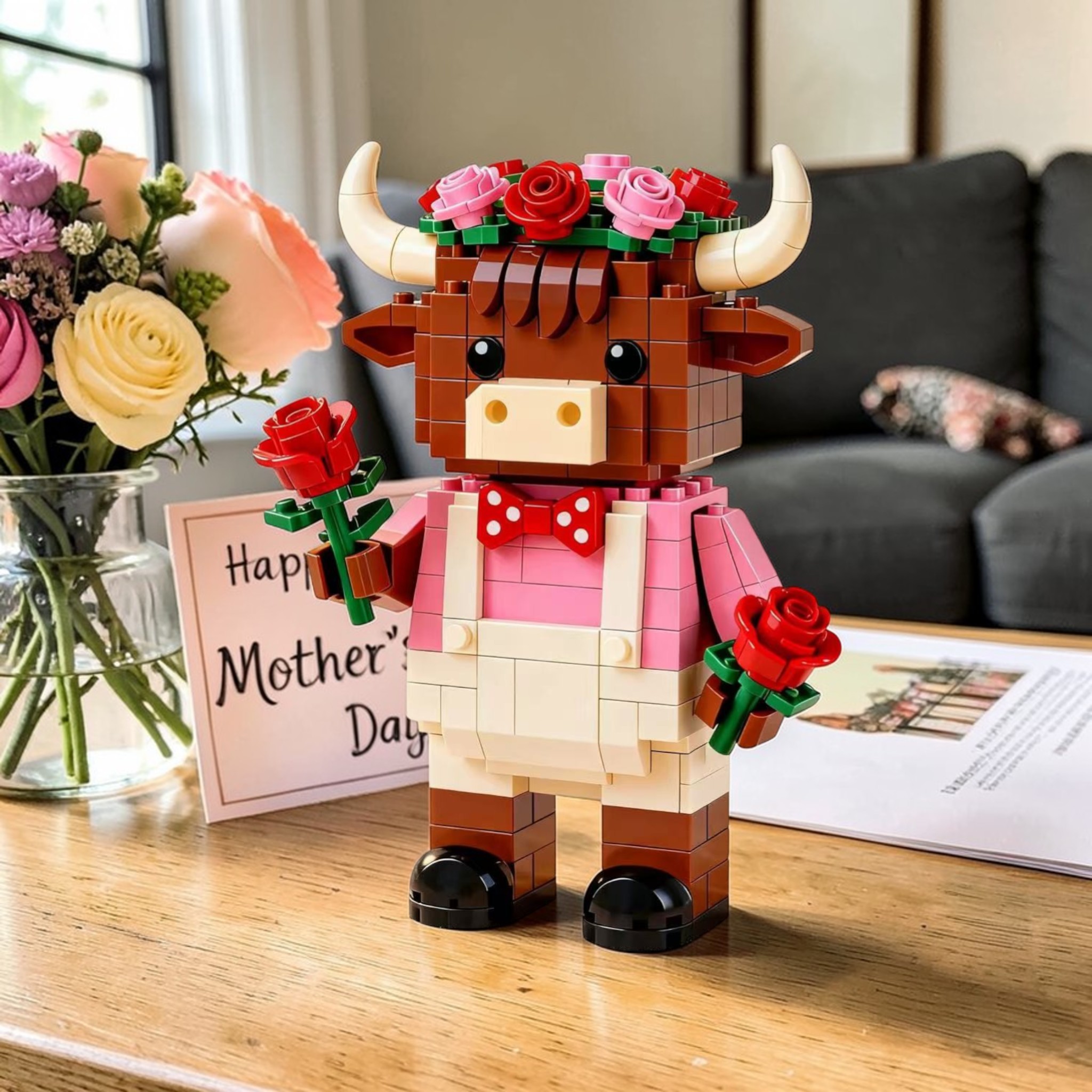 2025 Limited Edition--Highland Cow with Roses Brick Set