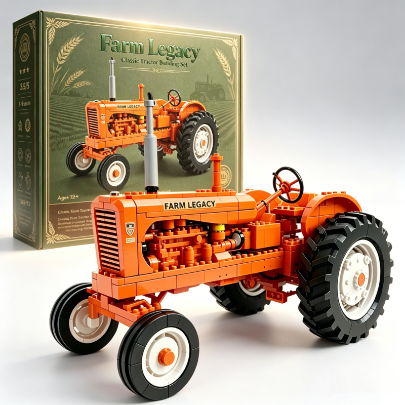 Vintage Farm Tractor Brick Set – Farm Heritage Collector Edition 🚜🌾Build a Piece of American Farm Legacy