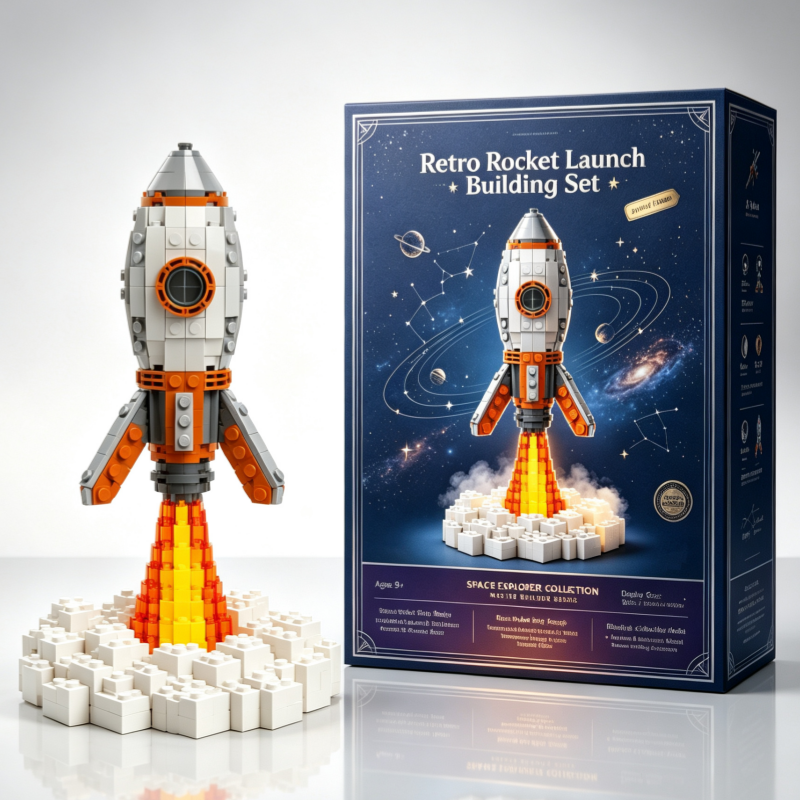 🚀 Collectible Retro Rocket Launch Brick Set ✨