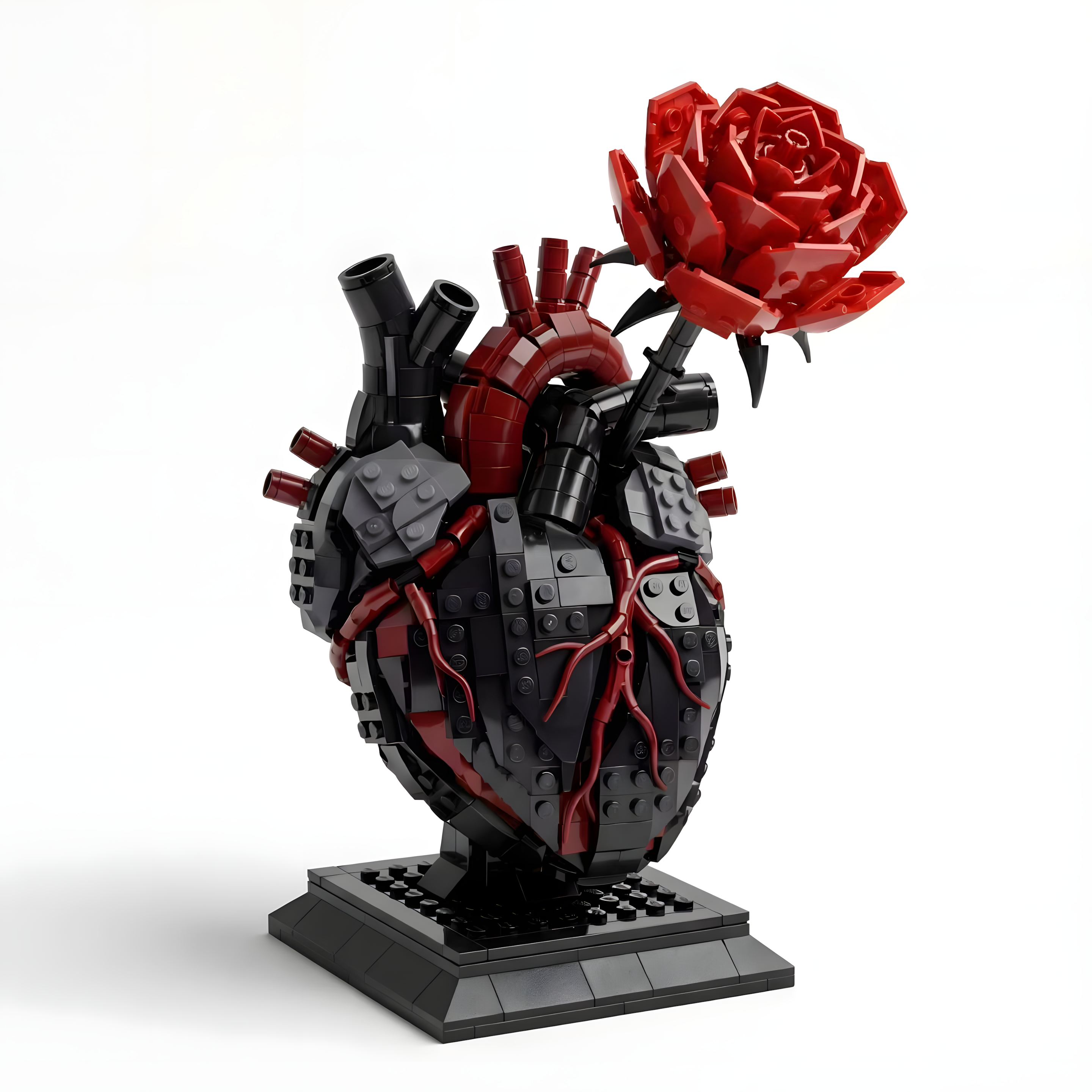 🌹Forbidden Heart — Black Thorn Rose Building Block