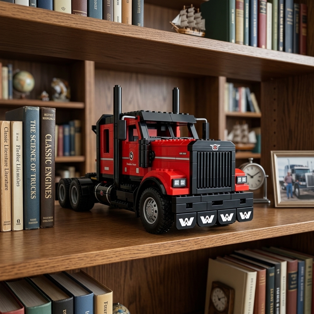 Red Highway Beast Semi Truck Building Set