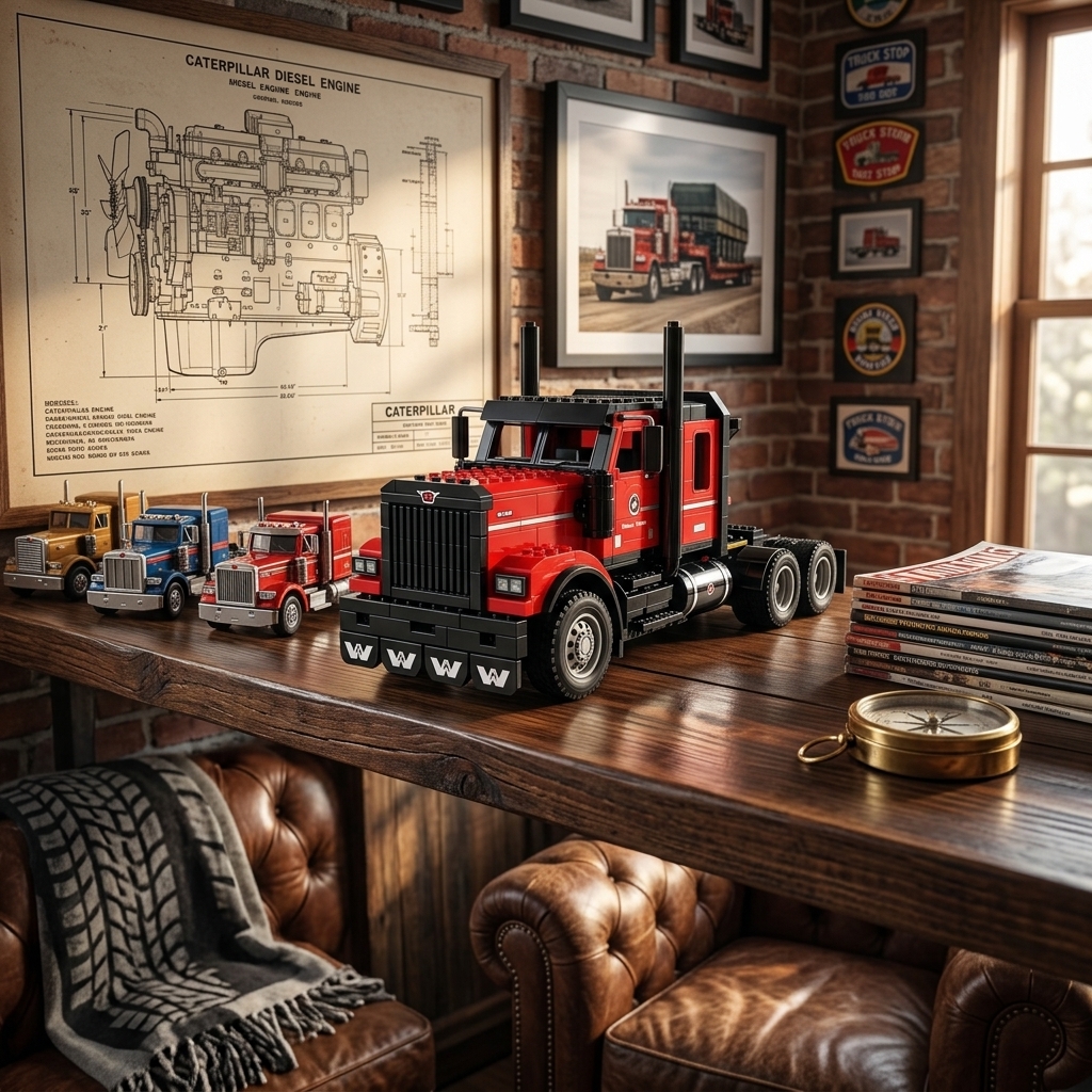 Red Highway Beast Semi Truck Building Set
