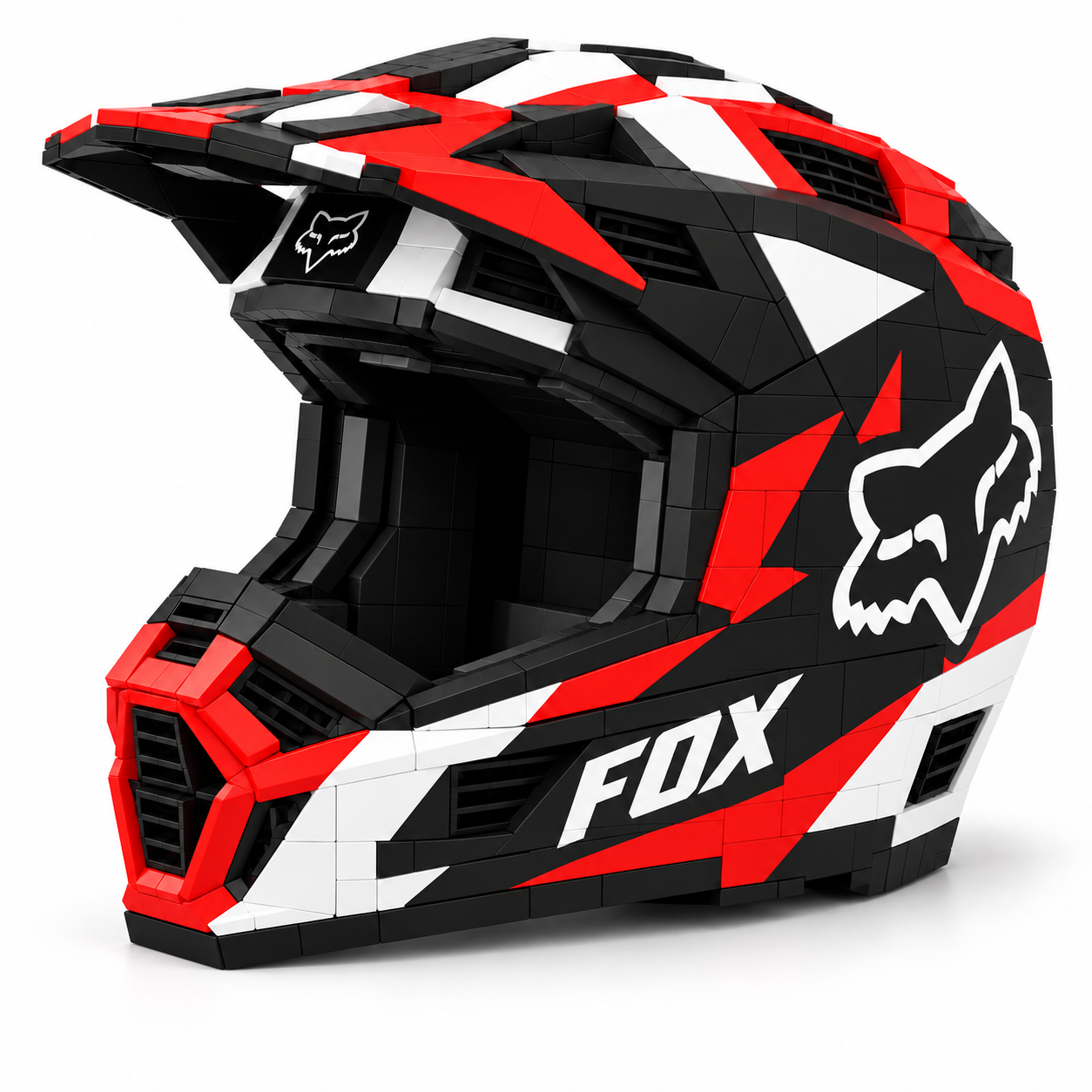 Extreme Ride Motorcycle Helmet Building Set – Red, Black & White Edition