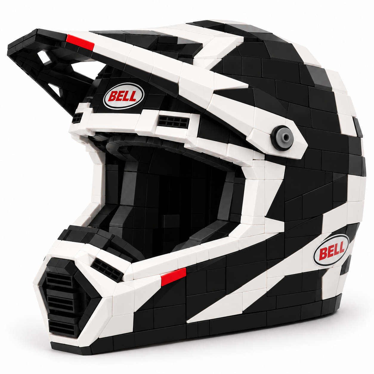 Motocross Helmet Building Set – Black & White Edition