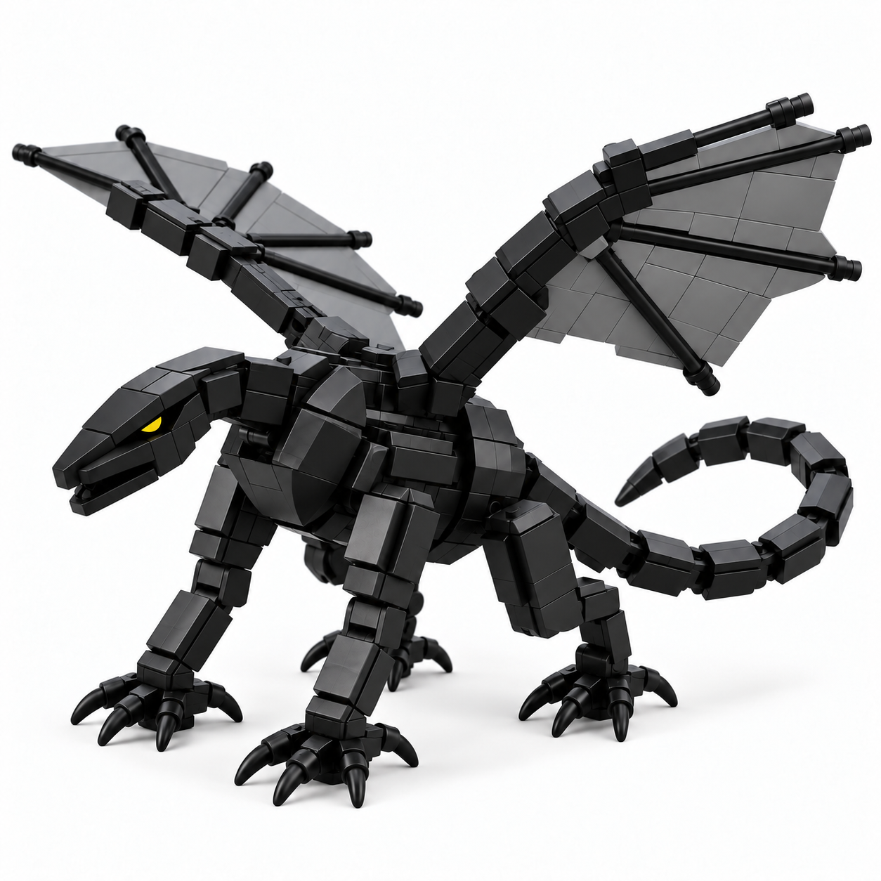 Legendary Curve Black Dragon Brick Building Set – Legendary Creature Collection – Brixzoom