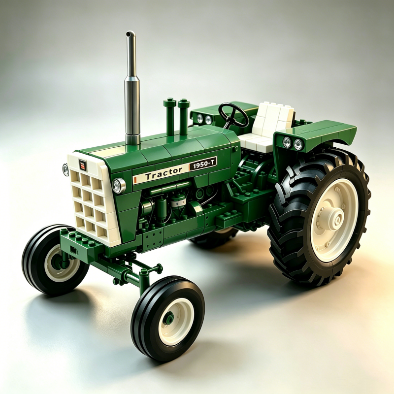 1950 Heritage Series Retro Tractor Building Block Set - Green Field Collector's Edition