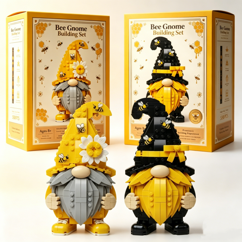 🐝 Bee Garden Gnome Building Block Set