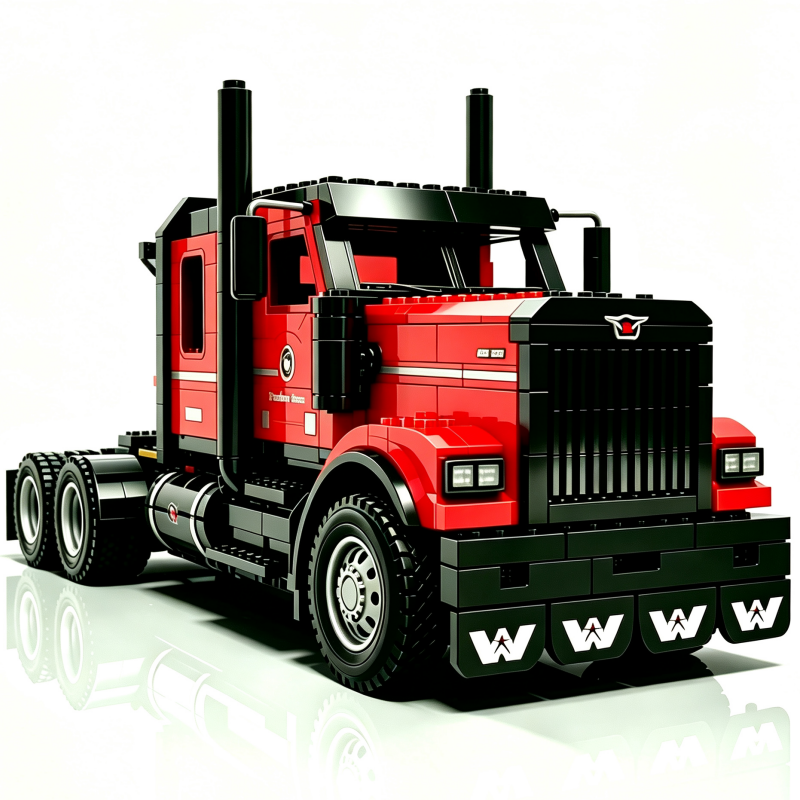 Red Highway Beast Semi Truck Building Set