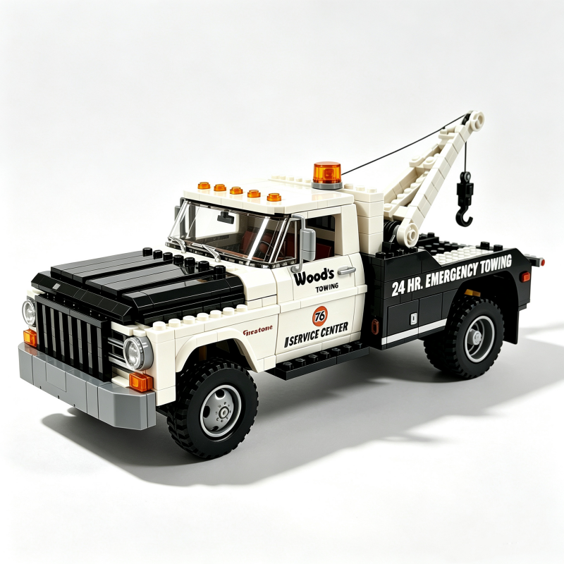 24HR Emergency Tow Truck Building Block Set – Retro American Design