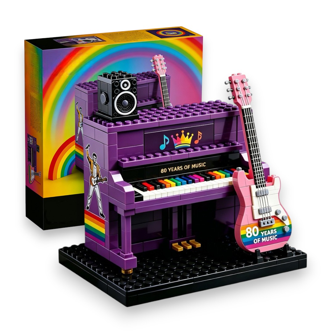 🌈 80th Birthday & Pride Month Limited Edition Piano & Guitar Brick Set🎹🎸