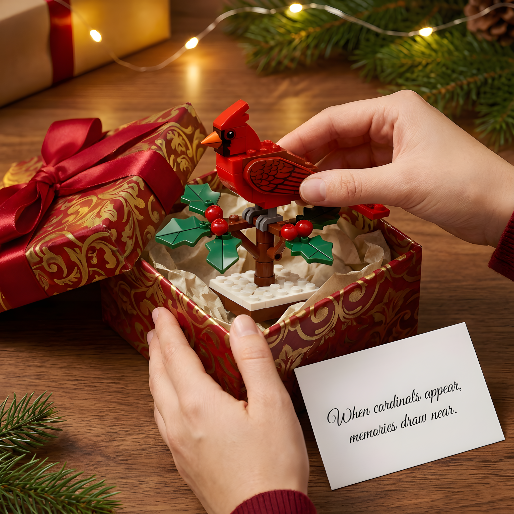 Cardinal & Holly Brick Set – A Winter Messenger of Love & Hope❤️
