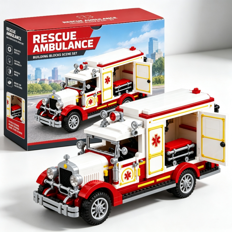 Vintage Emergency Ambulance Display Building Set