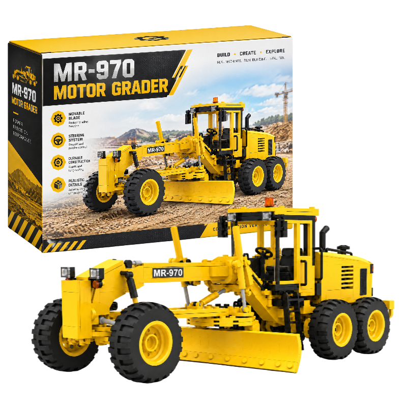MR-970 Motor Grader Building Block Set – Heavy Construction Machinery Collectible