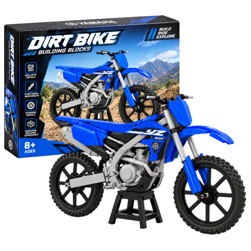 Blue Dirt Bike Building Set – Off-Road Motorcycle Model