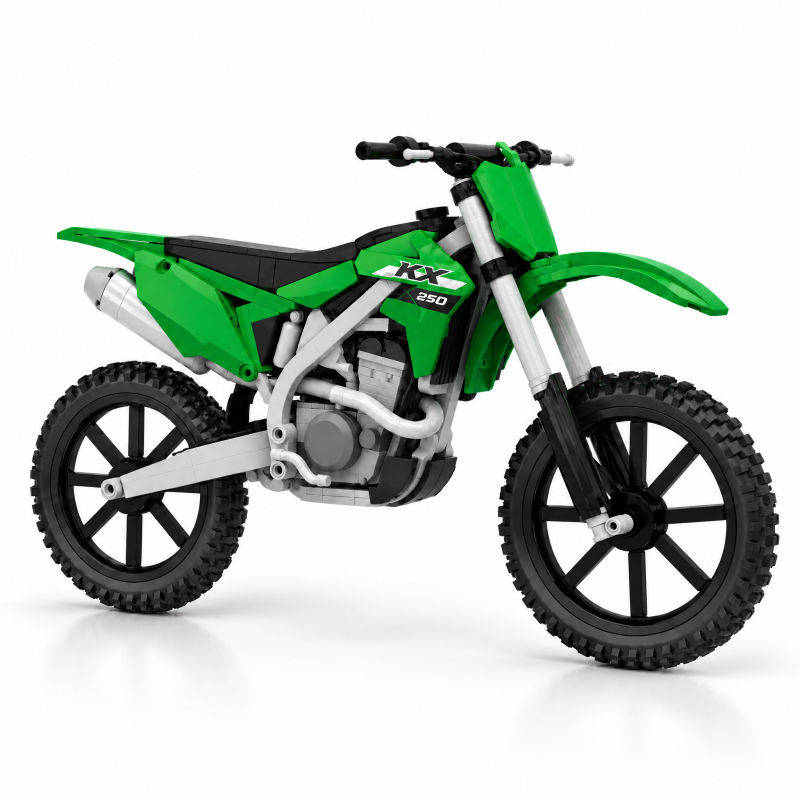 Green Motocross Motorcycle Building Blocks – Racing Edition