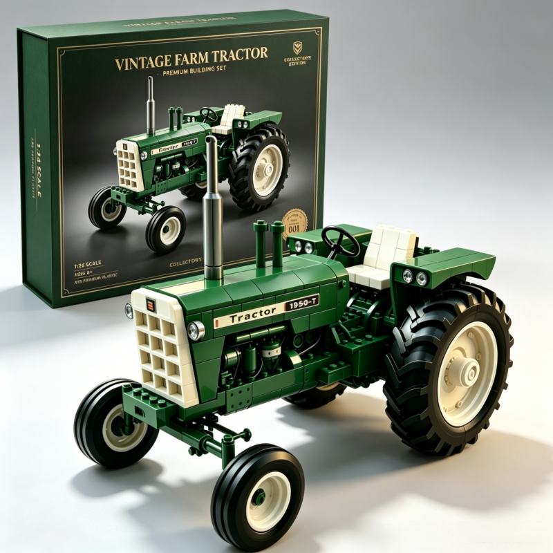 1950 Heritage Series Retro Tractor Building Block Set - Green Field Collector's Edition