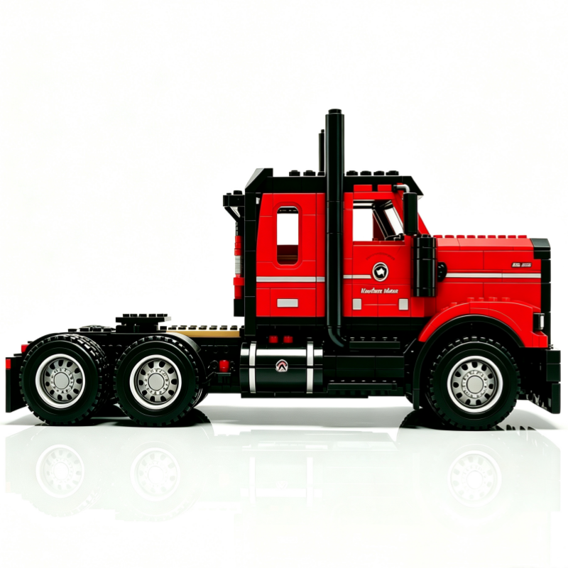 Red Highway Beast Semi Truck Building Set