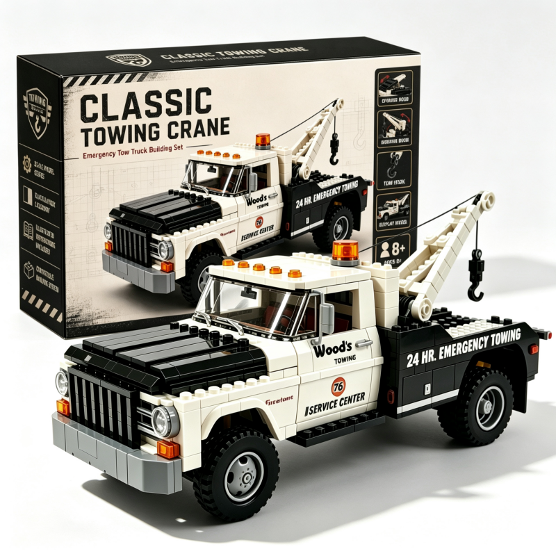24HR Emergency Tow Truck Building Block Set – Retro American Design
