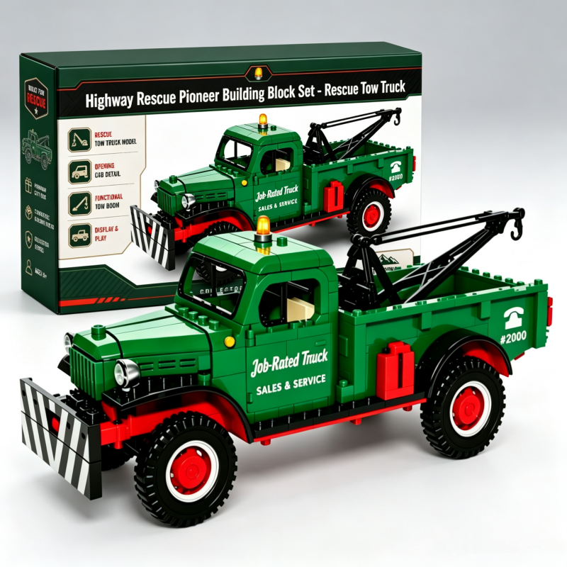 🚛 Highway Rescue Pioneer Building Block Set - Rescue Tow Truck